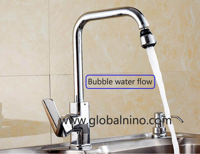 dual function kitchen faucet swivelling aerator with bubble water flow